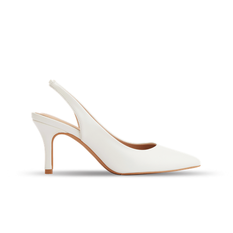  Giày Cao Gót Nữ THÁI TUẤN Mũi Nhọn Phối Quai Hậu Màu Trắng 