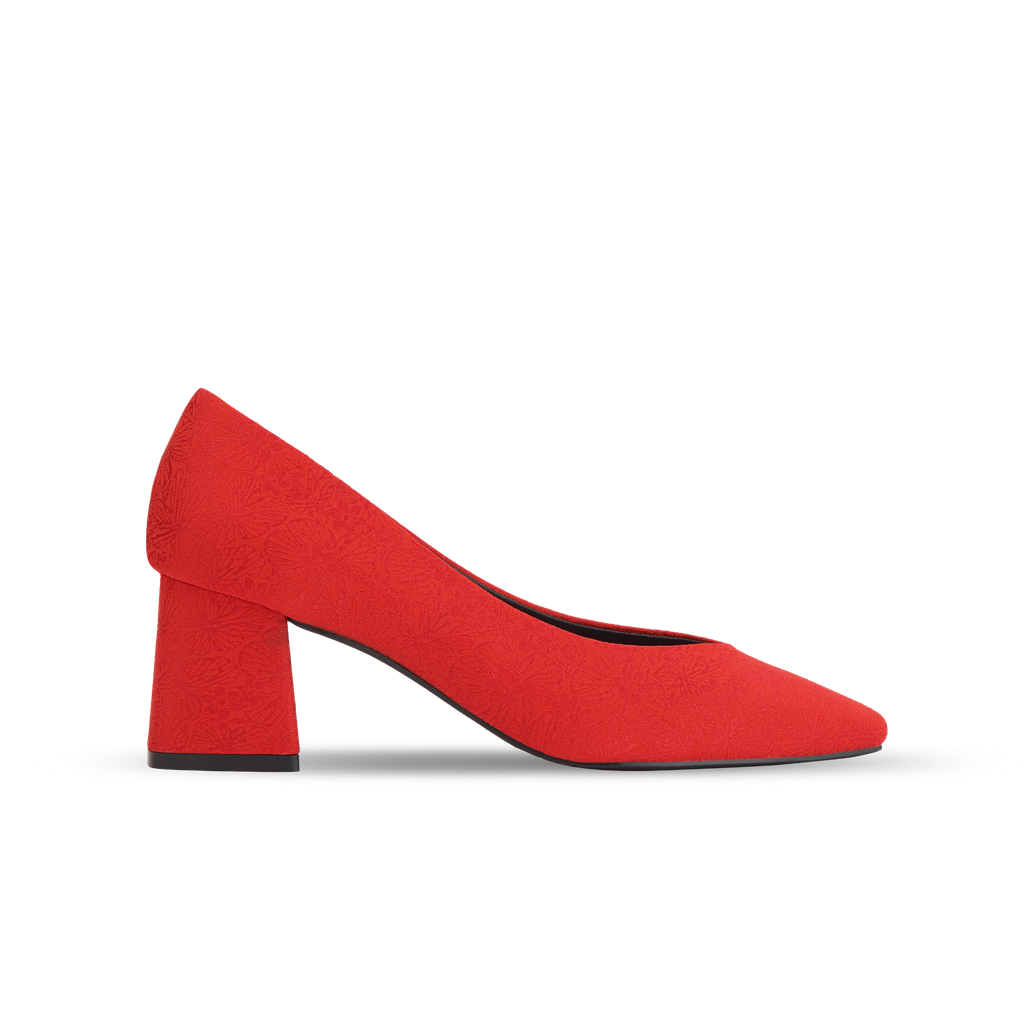  Giày Cao Gót Nữ THÁI TUẤN Bít Mũi Bầu Màu Đỏ 