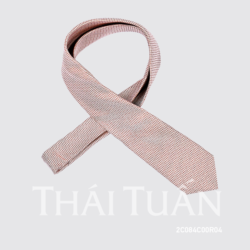  Cravat THÁI TUẤN Họa Tiết Kẻ Ô Nhỏ Màu Kem 
