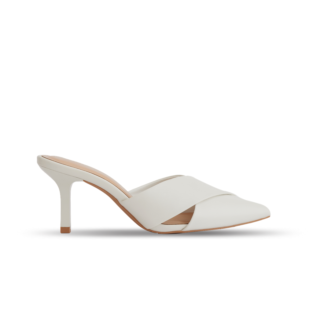  Guốc Mules Nữ THÁI TUẤN Quai Chéo Bít Mũi Màu Trắng 