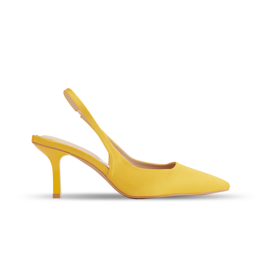  Giày Sandals Nữ THÁI TUẤN Mũi Nhọn Quai Ngang Hậu Màu Vàng 