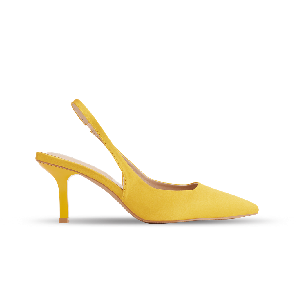  Giày Sandals Nữ THÁI TUẤN Mũi Nhọn Quai Ngang Hậu Màu Vàng 