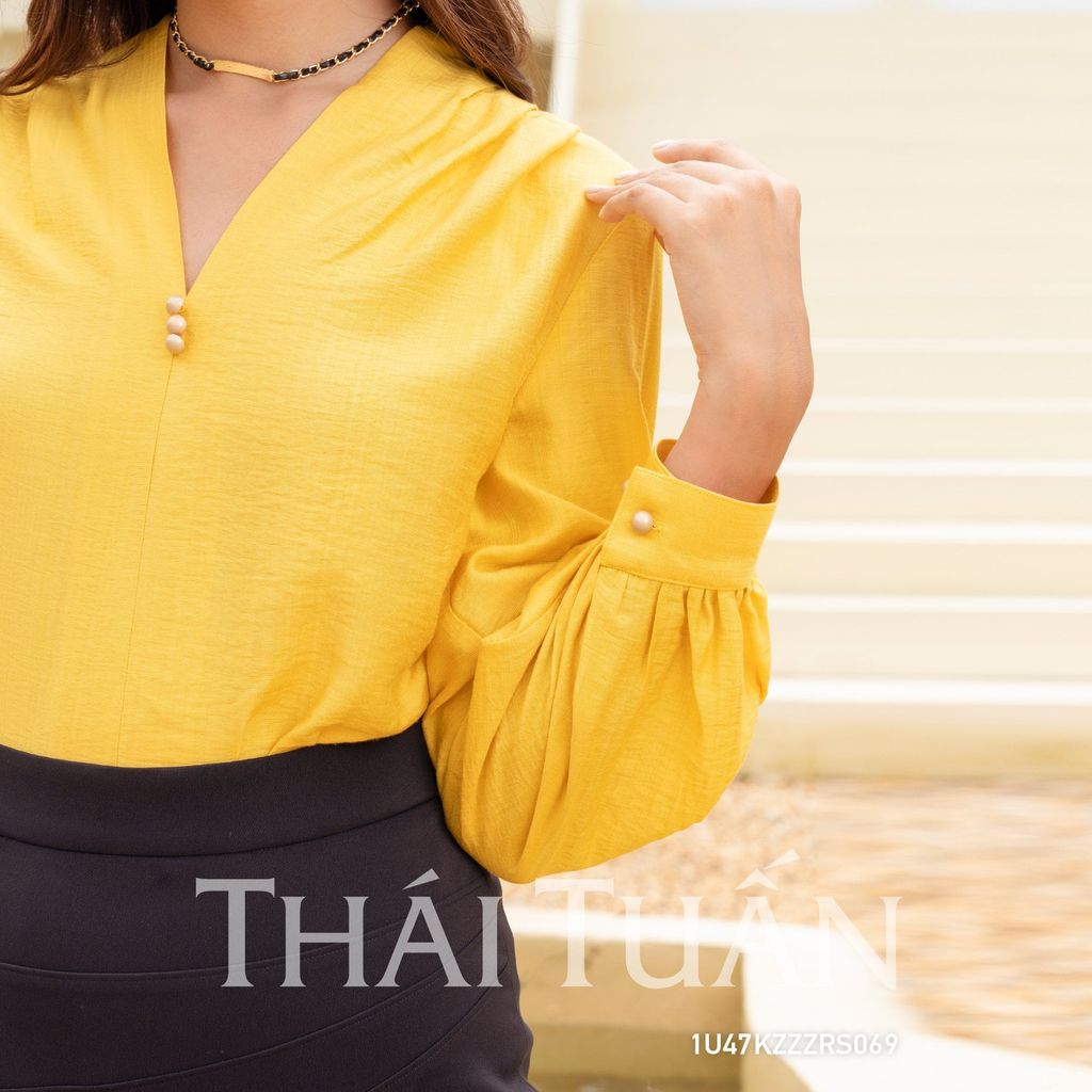  Áo Kiểu Nữ THÁI TUẤN Công Sở Cổ Tim Tay Dài 