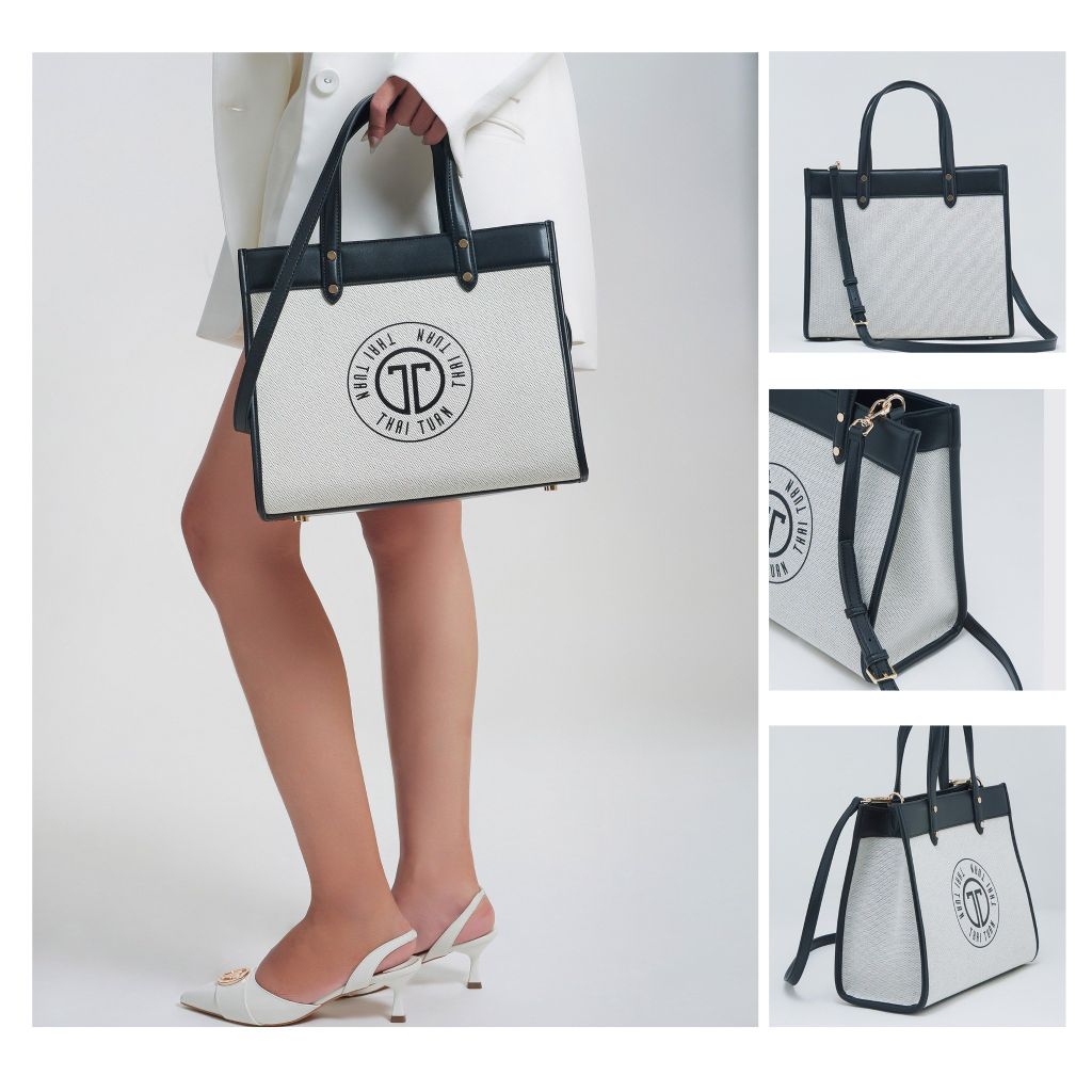  Túi Xách Tay Nữ THÁI TUẤN Thời Trang Khóa Kéo Màu Đen 