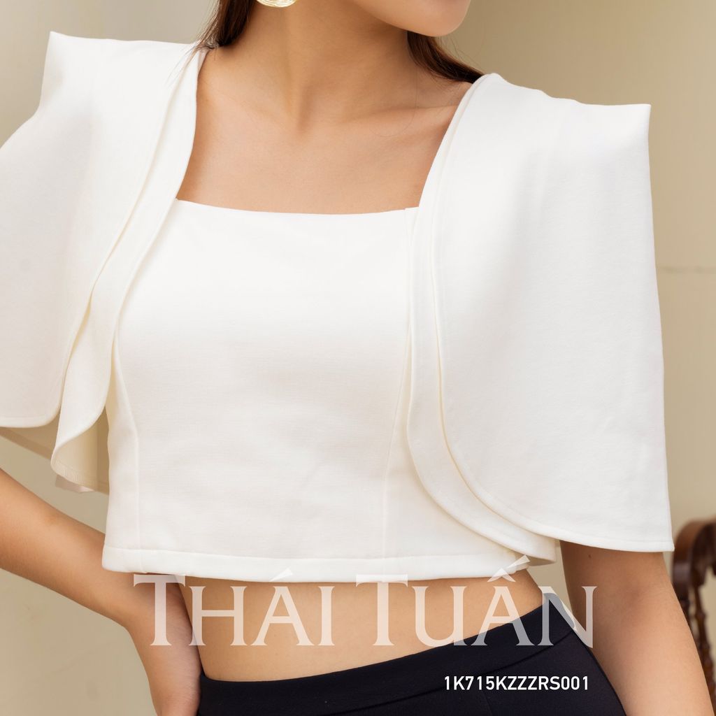  Áo Kiểu Nữ THÁI TUẤN Cổ Cách Tân Màu Trắng 