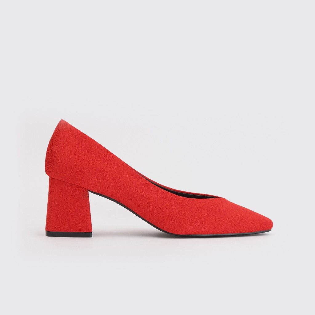  Giày Cao Gót Nữ THÁI TUẤN Bít Mũi Bầu Màu Đỏ 