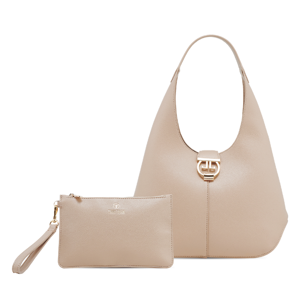  Túi Xách Tay Nữ THÁI TUẤN Hobo Khóa Gài Cách Điệu Màu Kem 