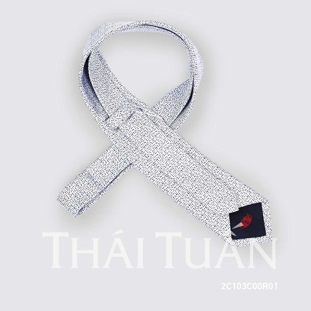  Cravat THÁI TUẤN Họa Tiết Chấm Bi Màu Trắng 