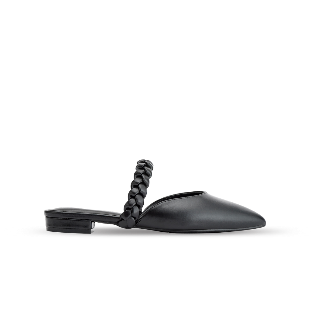  Giày Mules Nữ THÁI TUẤN Bít Mũi Nhọn Màu Đen 