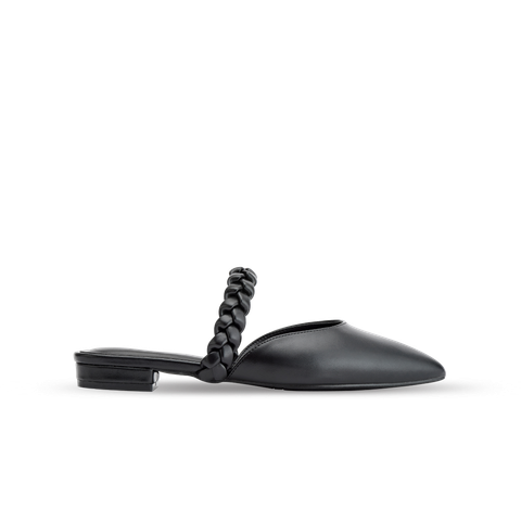  Giày Mules Nữ THÁI TUẤN Bít Mũi Nhọn Màu Đen 