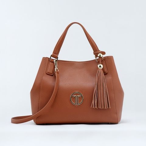  Túi Xách Tay Nữ THÁI TUẤN Size Trung Khóa Nút Bấm Màu Nâu 