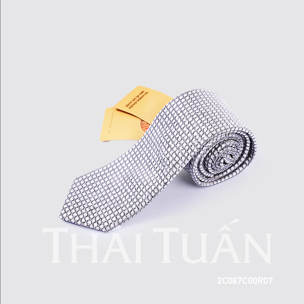  Cravat THÁI TUẤN Họa Tiết Kẻ Ô Màu Xám Nhạt 