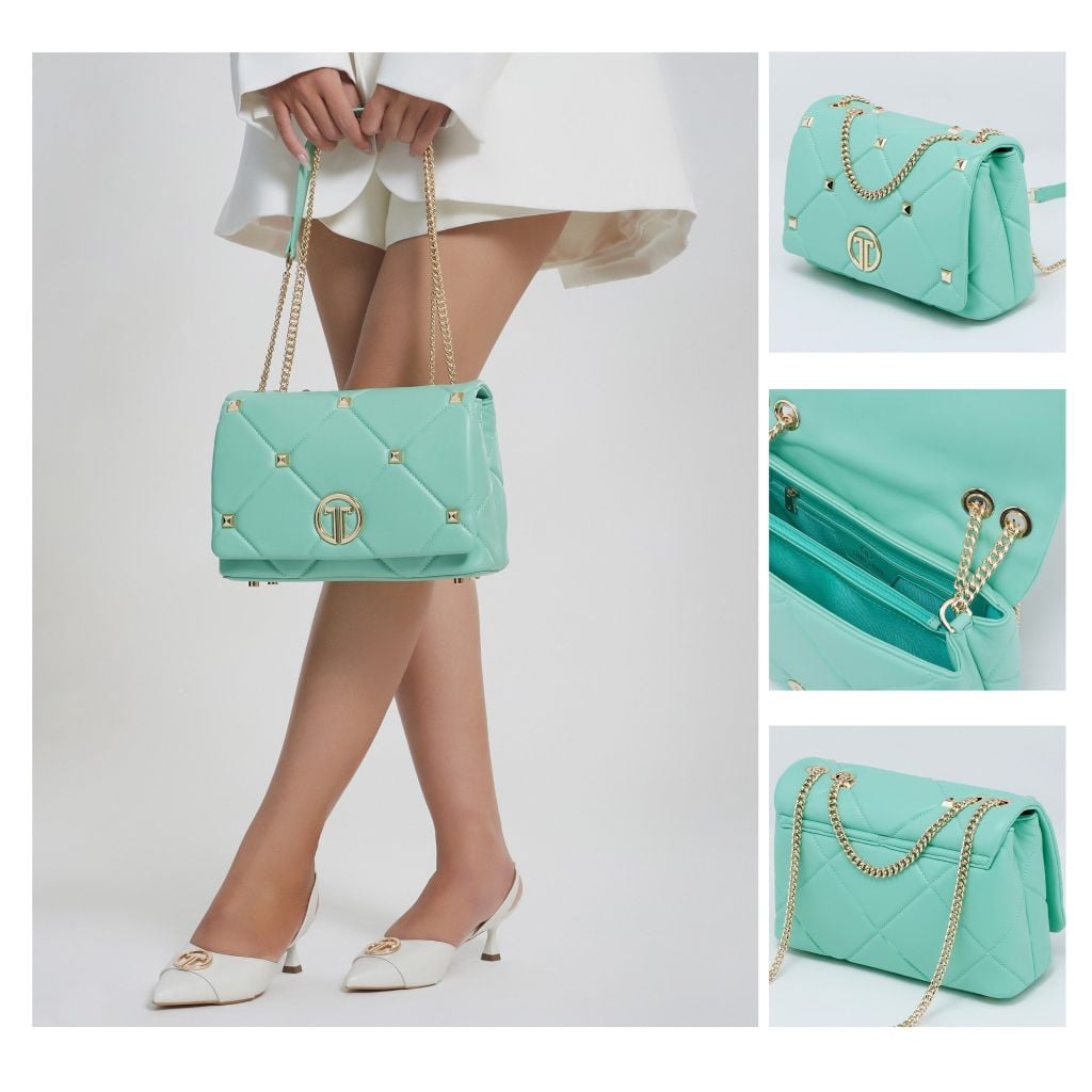  Túi Xách Tay Nữ THÁI TUẤN Đeo Vai Khóa Bấm Thời Trang Màu Xanh Mint 