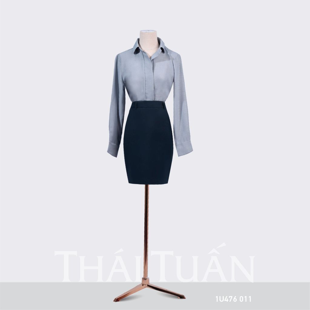  Áo Sơ Mi Nữ THÁI TUẤN Cách Tân Màu Xám Ghi 