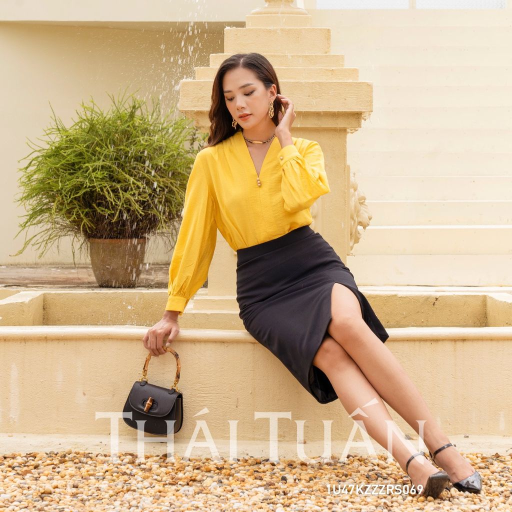  Áo Kiểu Nữ THÁI TUẤN Công Sở Cổ Tim Tay Dài 