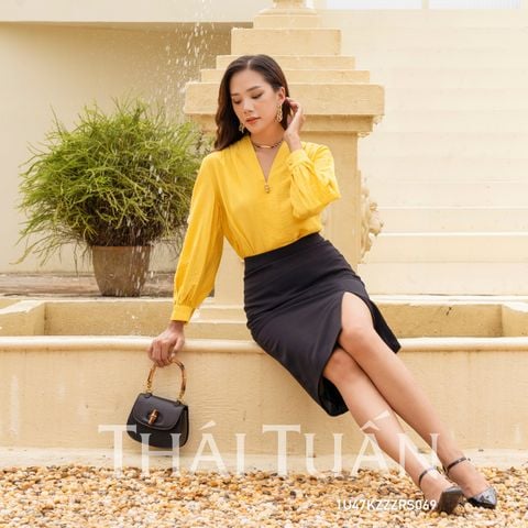  Áo Kiểu Nữ THÁI TUẤN Công Sở Cổ Tim Tay Dài 