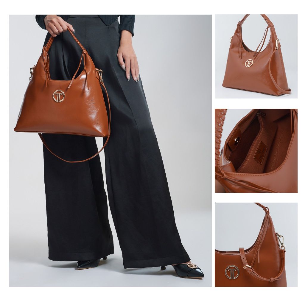  Túi Xách Tay Nữ THÁI TUẤN Hobo Khóa Kéo Màu Nâu 