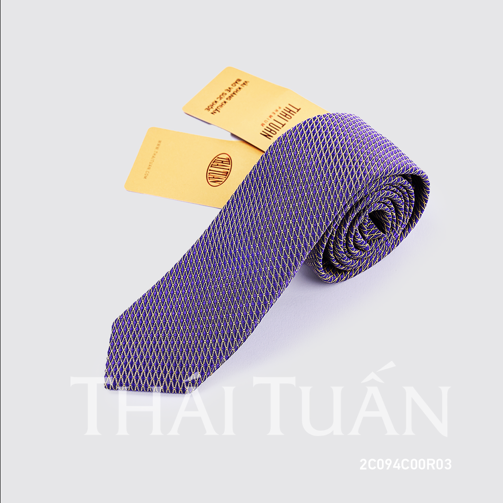  Cravat THÁI TUẤN Họa Tiết Kẻ Màu Tím 