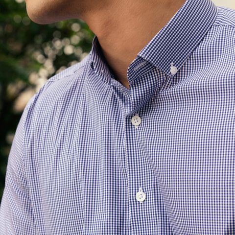  Áo Sơ Mi Nam GENTITI Tay Ngắn Họa Tiết Caro Màu Xanh - Kiểu dáng: Regular 