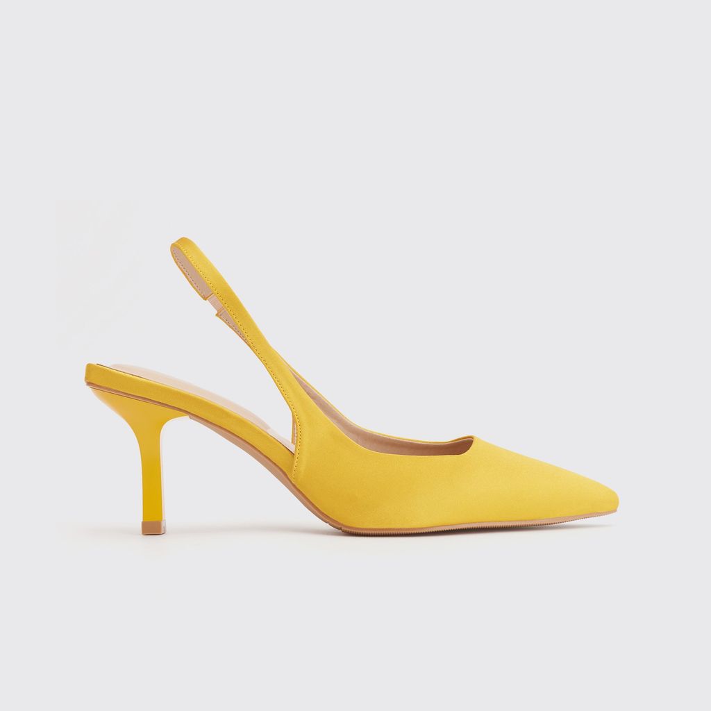  Giày Sandals Nữ THÁI TUẤN Mũi Nhọn Quai Ngang Hậu Màu Vàng 