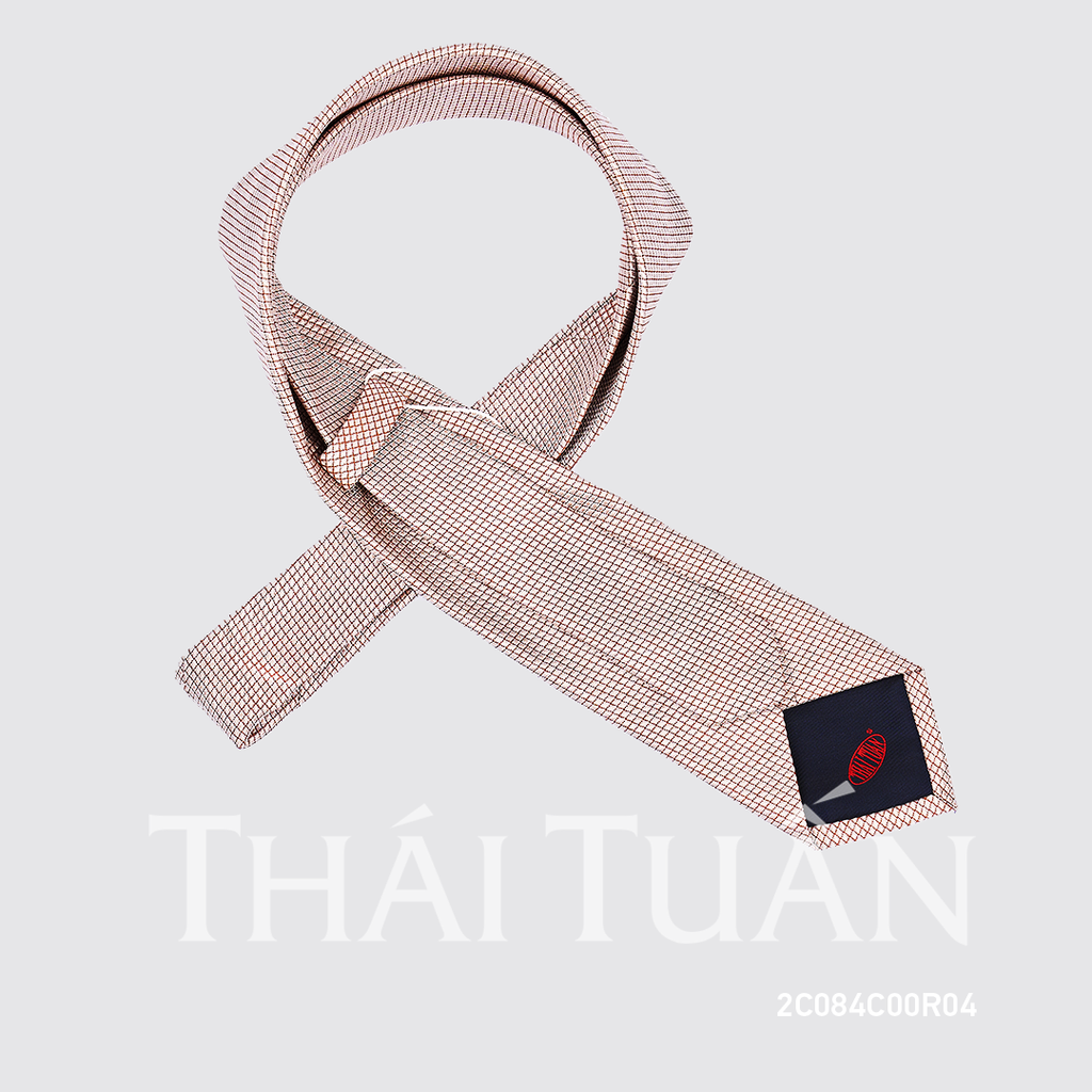  Cravat THÁI TUẤN Họa Tiết Kẻ Ô Nhỏ Màu Kem 