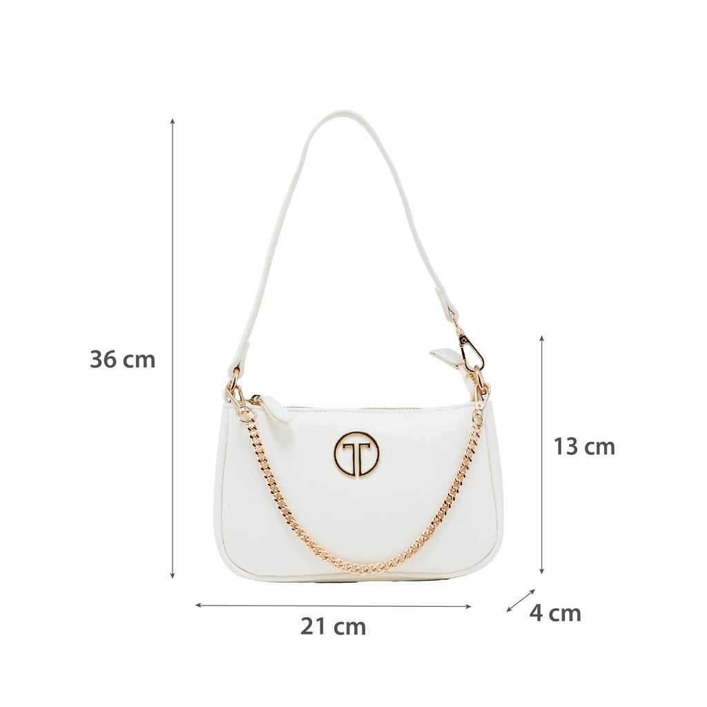 Túi Xách Nữ THÁI TUẤN Đeo Vai Trơn Khóa Kéo Màu Trắng 
