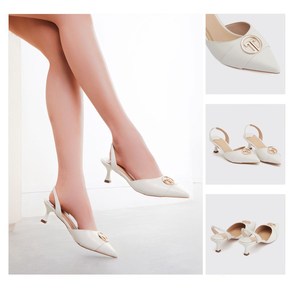  Giày Sandals Nữ THÁI TUẤN Mũi Nhọn Màu Trắng 