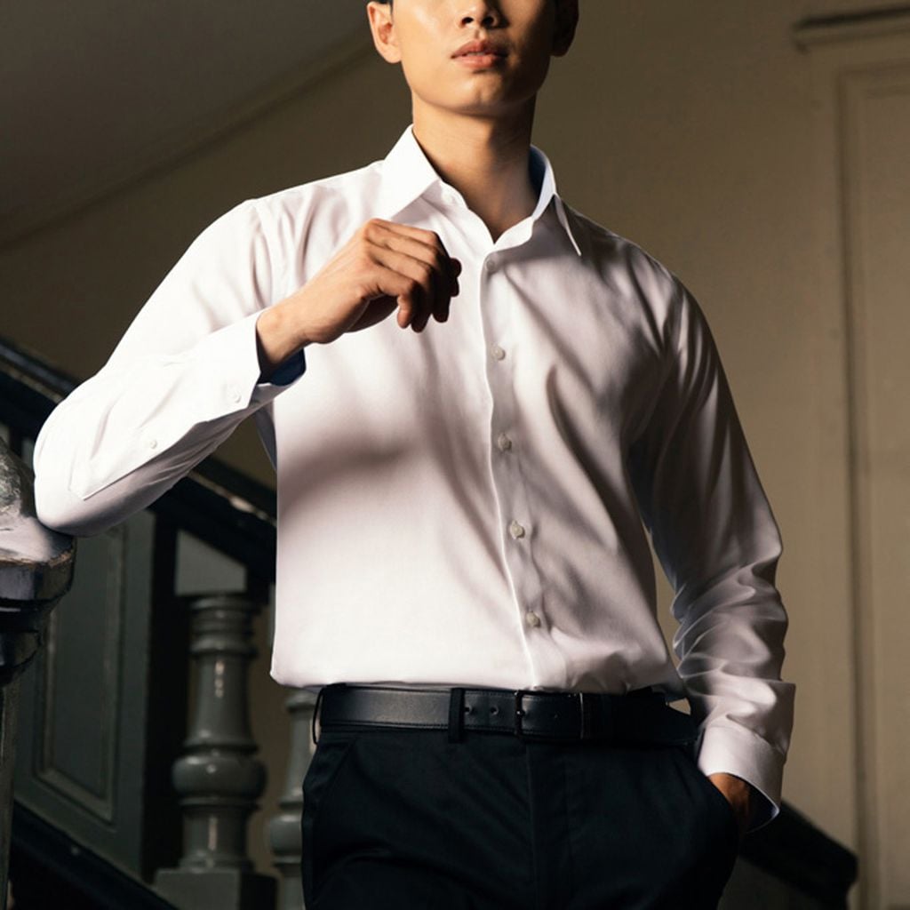  Áo Sơ Mi Nam GENTITI Trơn Tay Dài Màu Trắng - Kiểu Dáng Smart Fit 