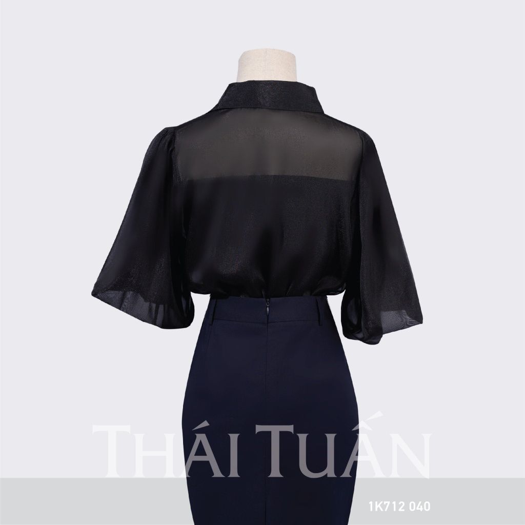  Áo Sơ Mi Nữ THÁI TUẤN Tay Bồng  Màu Đen 
