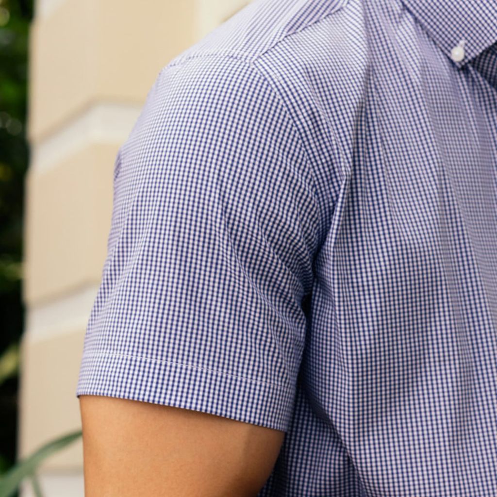  Áo Sơ Mi Nam GENTITI Tay Ngắn Họa Tiết Caro Màu Xanh - Kiểu dáng: Regular 