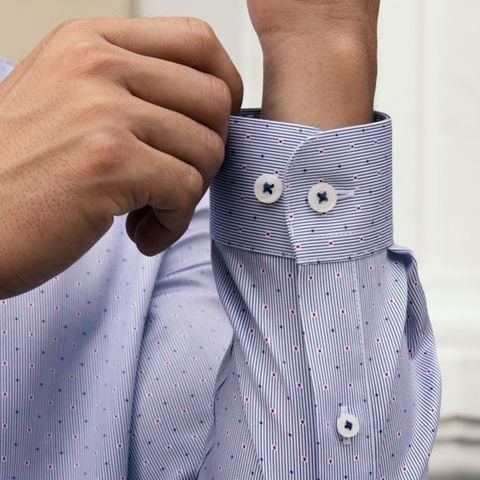  Áo Sơ Mi Nam GENTITI Tay Dài Họa Tiết Chấm Bi Màu Xanh - Kiểu dáng: Regular 