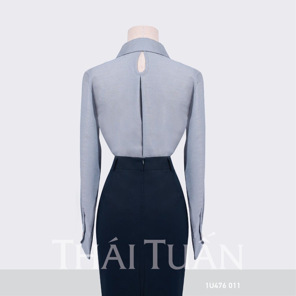  Áo Sơ Mi Nữ THÁI TUẤN Cách Tân Màu Xám Ghi 