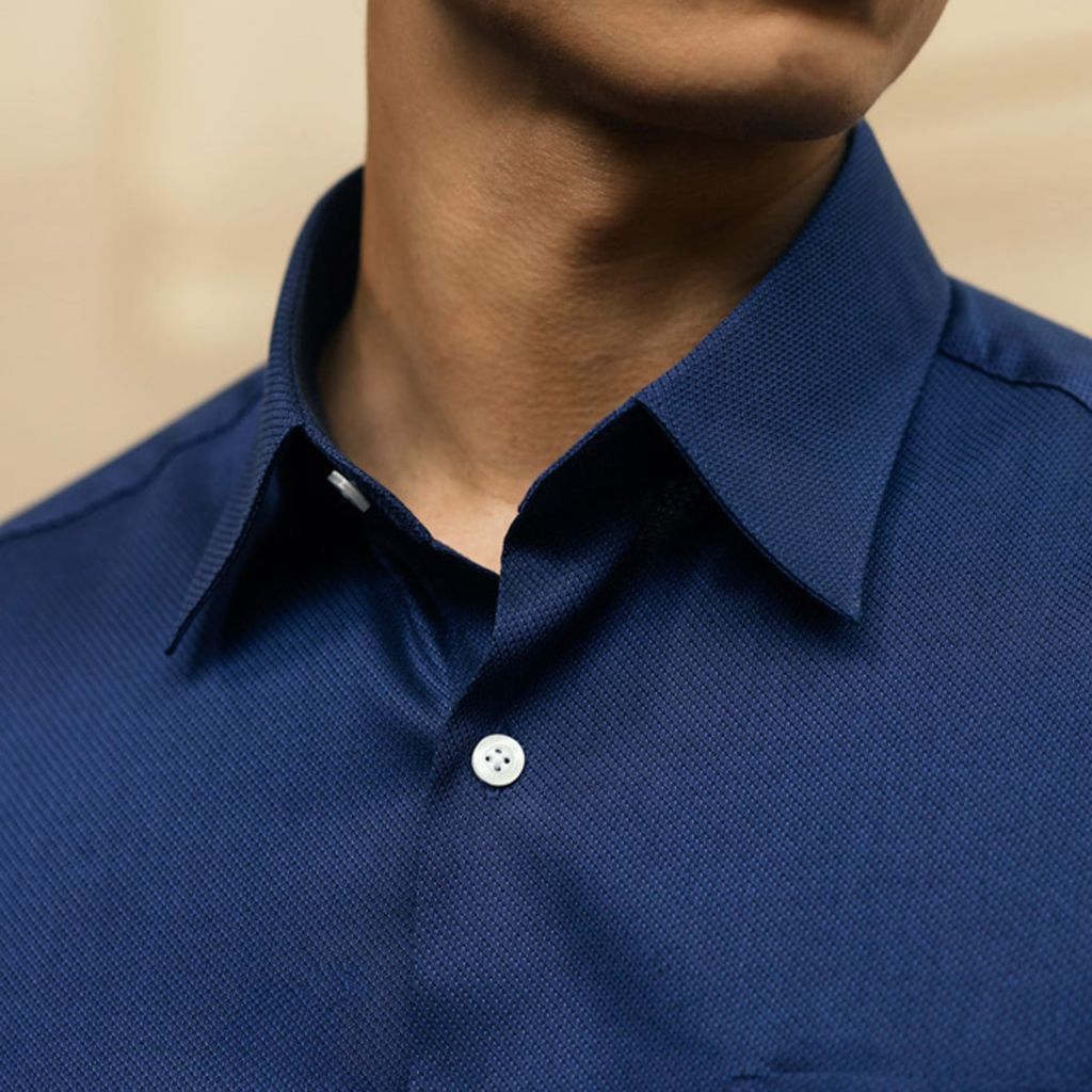  Áo Sơ Mi Nam GENTITI Trơn Tay Dài Màu Xanh Đậm - Kiểu dáng: Regular 