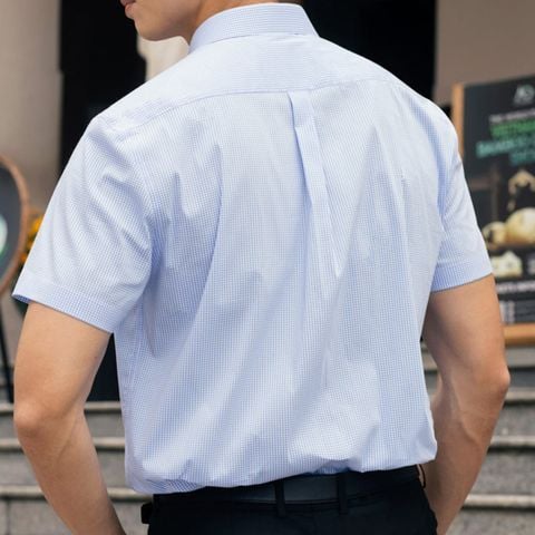  Áo Sơ Mi Nam GENTITI Tay Ngắn Họa Tiết Caro Màu Xanh - Kiểu dáng: Regular 