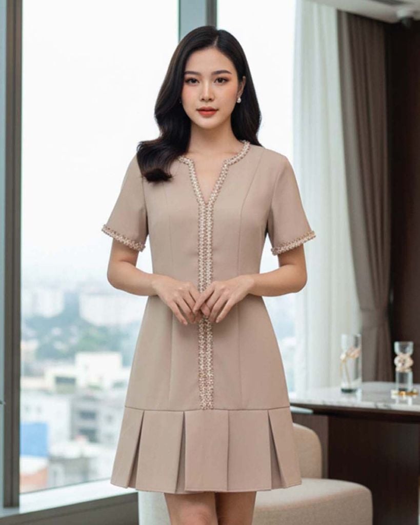  Đầm Nữ Thái Tuấn Họa Tiết 1M157 