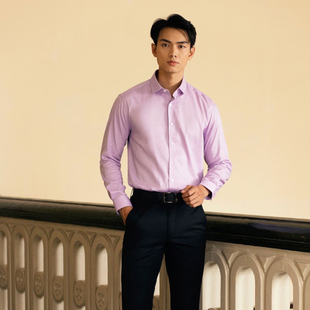 Áo Sơ Mi Nam GENTITI Trơn Tay Dài Màu Hồng - Kiểu Dáng Smart Fit 