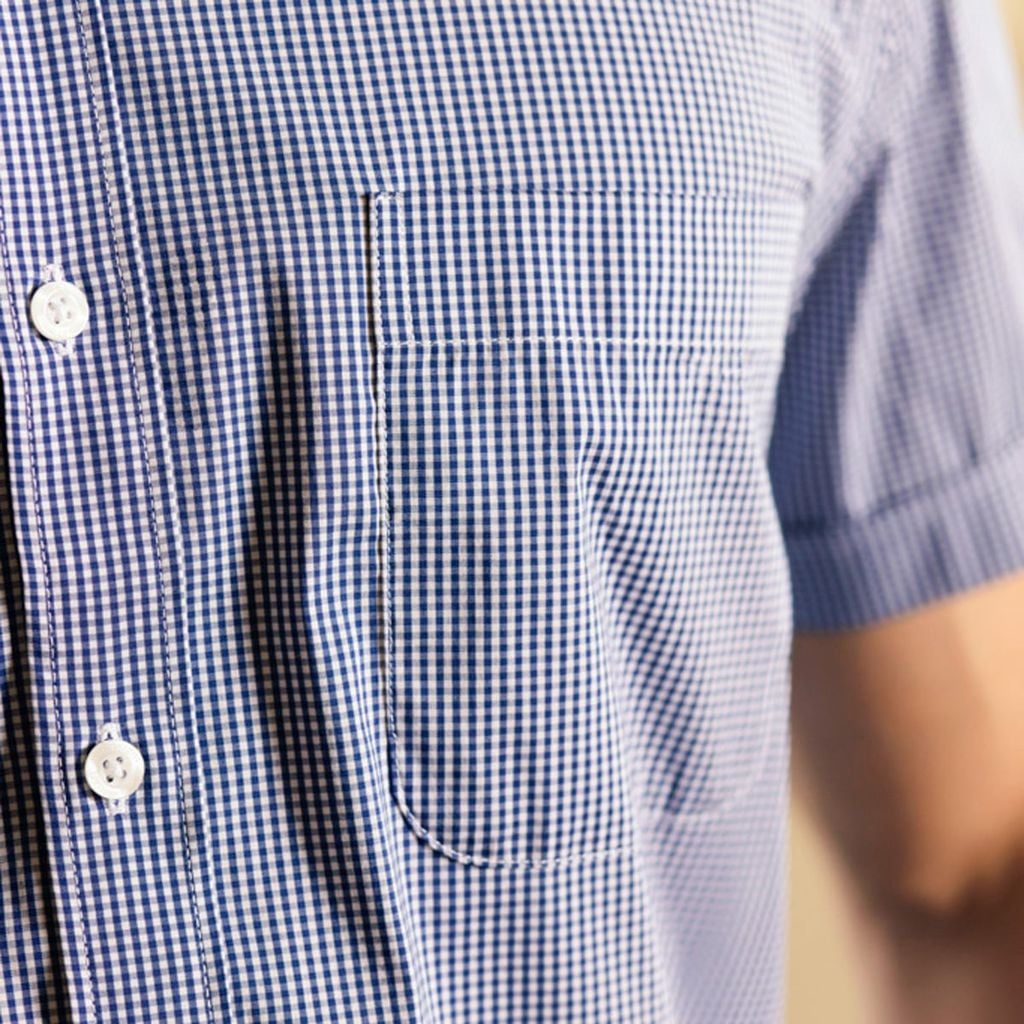  Áo Sơ Mi Nam GENTITI Tay Ngắn Họa Tiết Caro Màu Xanh - Kiểu dáng: Regular 