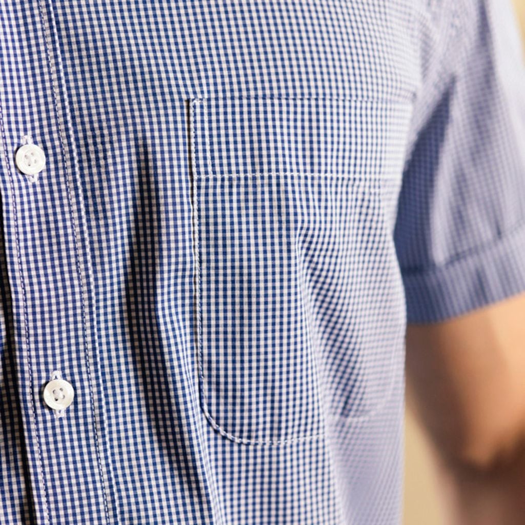  Áo Sơ Mi Nam GENTITI Tay Ngắn Họa Tiết Caro Màu Xanh - Kiểu dáng: Regular 