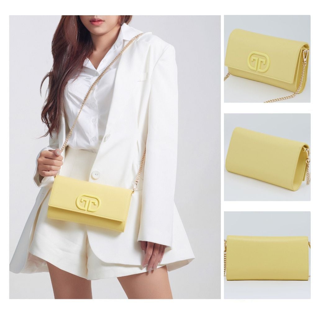  Clutch Nữ Thái Tuấn Thời Trang Màu Vàng Khóa Bấm 