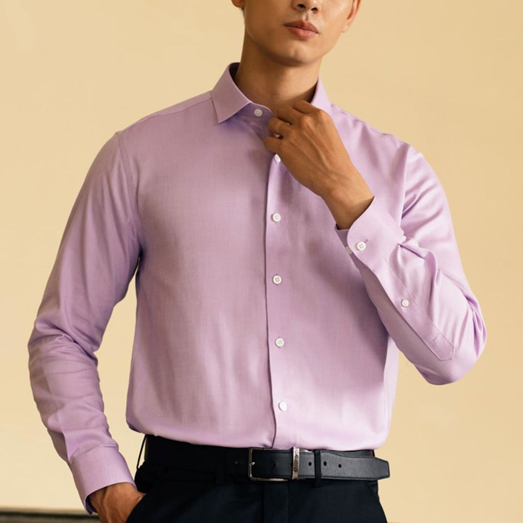  Áo Sơ Mi Nam GENTITI Trơn Tay Dài Màu Hồng - Kiểu Dáng Smart Fit 