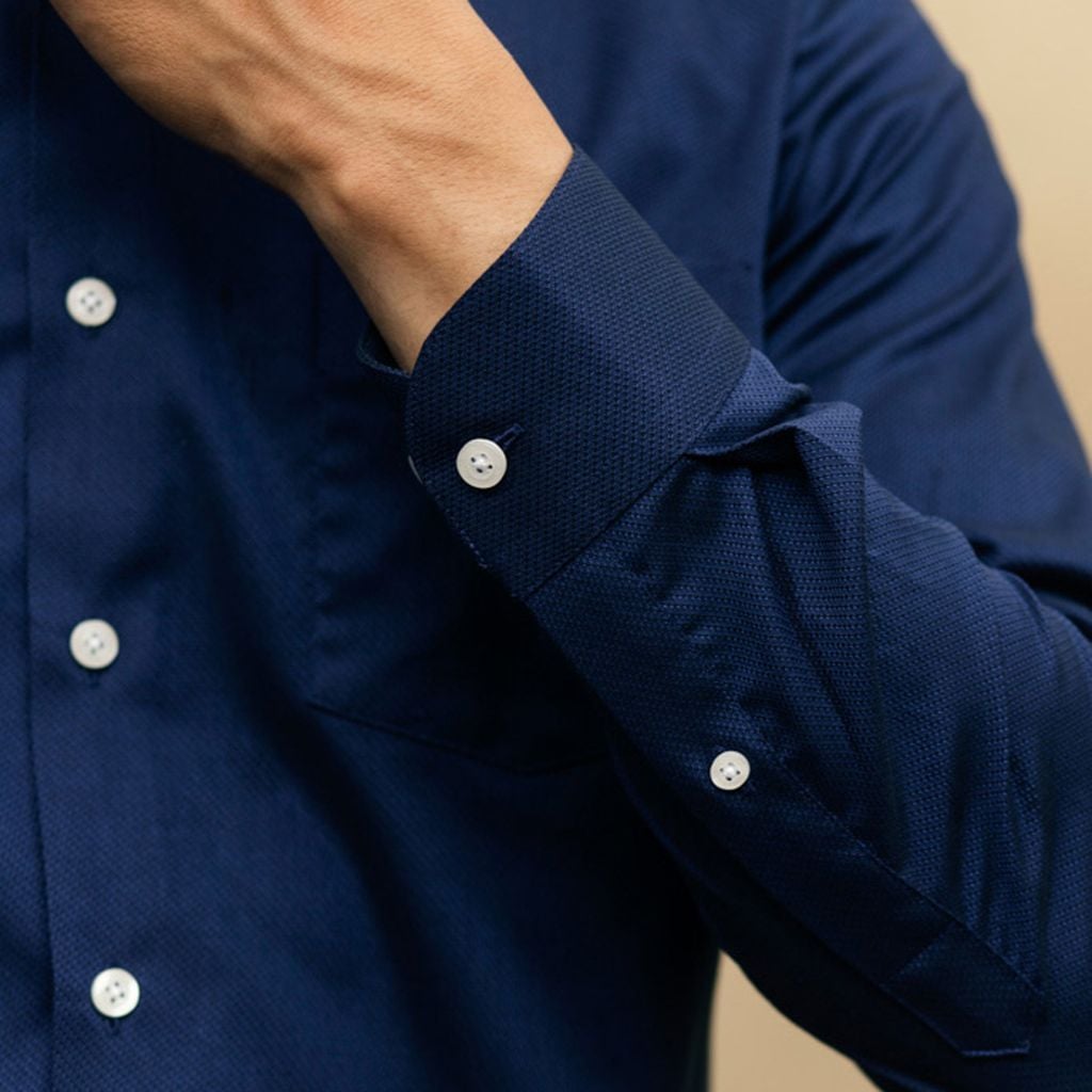  Áo Sơ Mi Nam GENTITI Trơn Tay Dài Màu Xanh Đậm - Kiểu dáng: Regular 