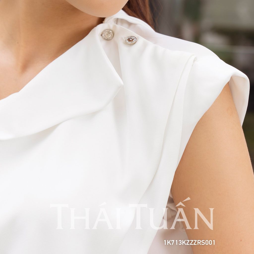  Áo Kiểu Nữ THÁI TUẤN Tay Ngắn Màu Trắng 