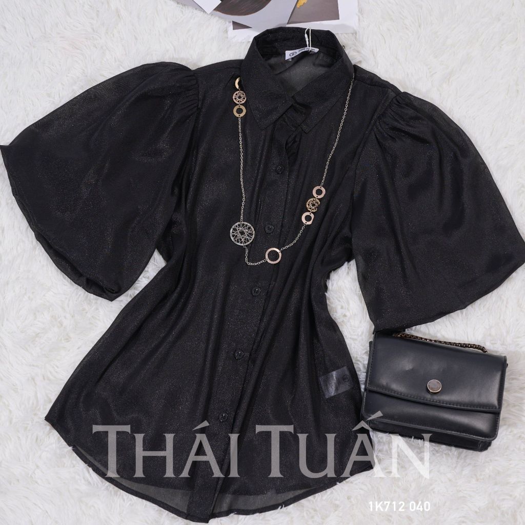  Áo Sơ Mi Nữ THÁI TUẤN Tay Bồng Màu Trắng 