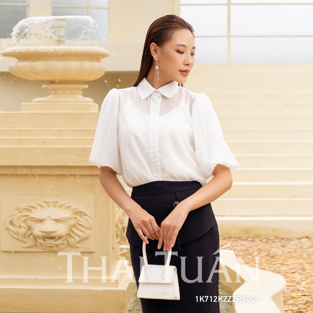  Áo Sơ Mi Nữ THÁI TUẤN Tay Bồng Màu Trắng 