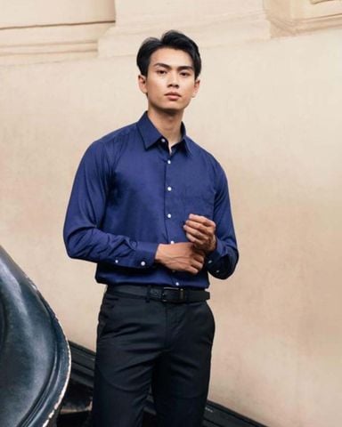  Áo Sơ Mi Nam GENTITI Trơn Tay Dài Màu Xanh Đậm - Kiểu dáng: Regular 
