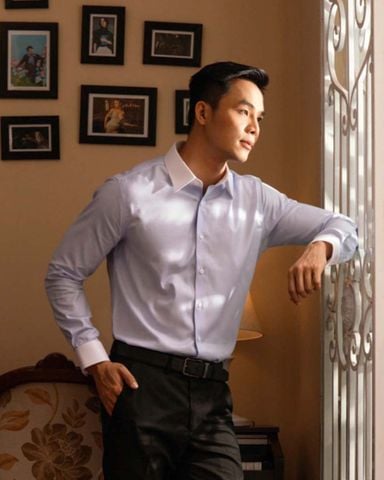  Áo Sơ Mi Nam GENTITI Trơn Tay Dài Màu Xanh Phối Trắng - Kiểu Dáng Smart Fit 