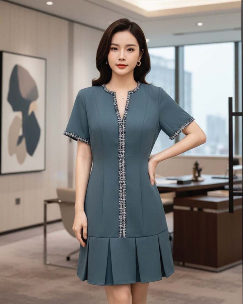  Đầm Nữ Thái Tuấn Họa Tiết 1M157 
