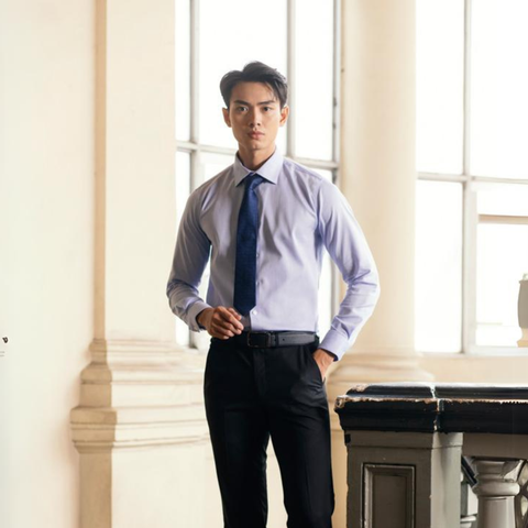  Áo Sơ Mi Nam GENTITI Trơn Tay Dài Màu Xanh - Kiểu Dáng Slim Fit 