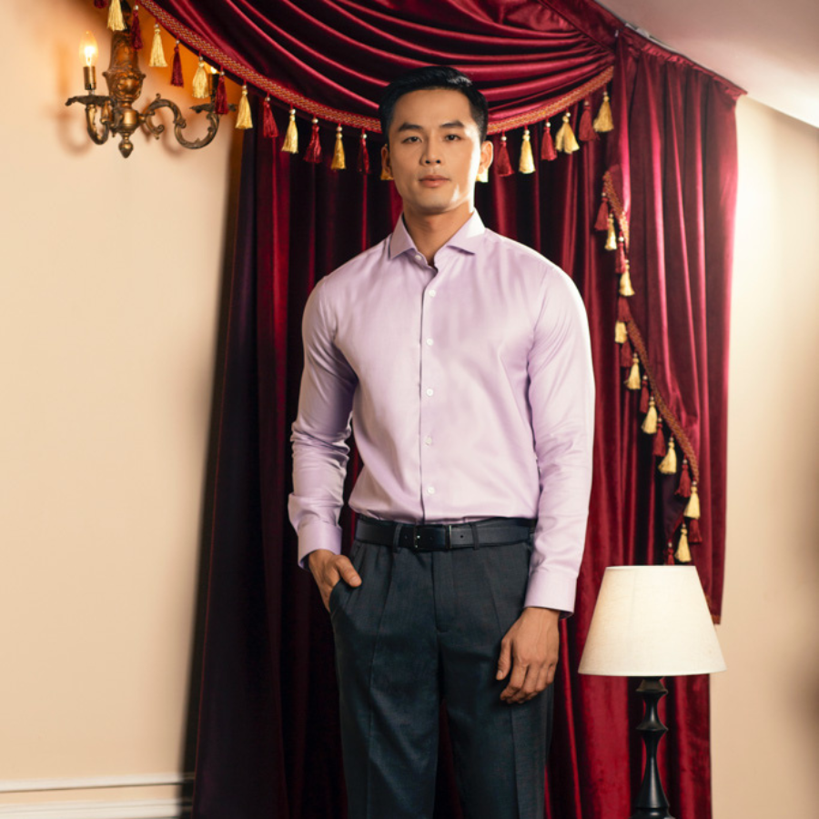  Áo Sơ Mi Nam GENTITI Trơn Tay Dài Màu Hồng - Kiểu Dáng Slim Fit 