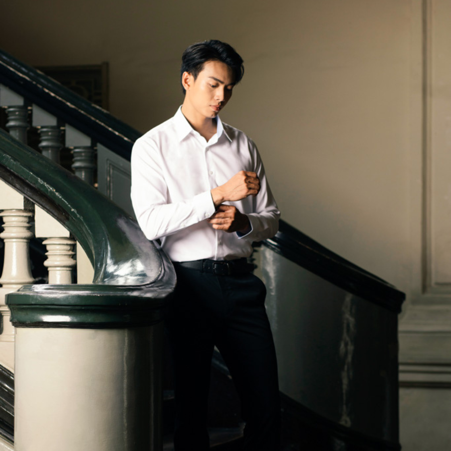  Áo Sơ Mi Nam GENTITI Trơn Tay Dài Màu Trắng - Kiểu Dáng Smart Fit 